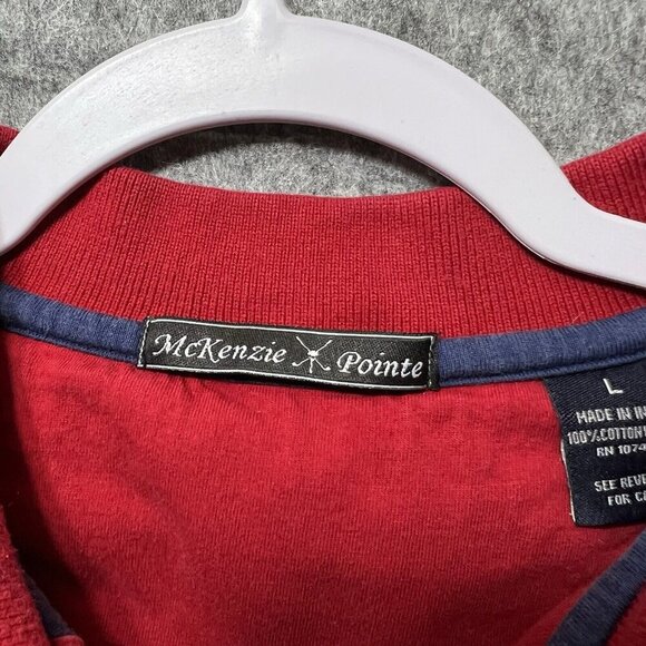 McKenzie Pointe Polo Shirt Mens Large Red‎ White Short Sleeve Raglan Color Block - Picture 3 of 7